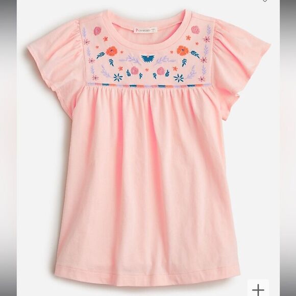 J. Crew // Crewcuts Girls' embroidered flutter-sleeve T-shirt* - Picture 1 of 5
